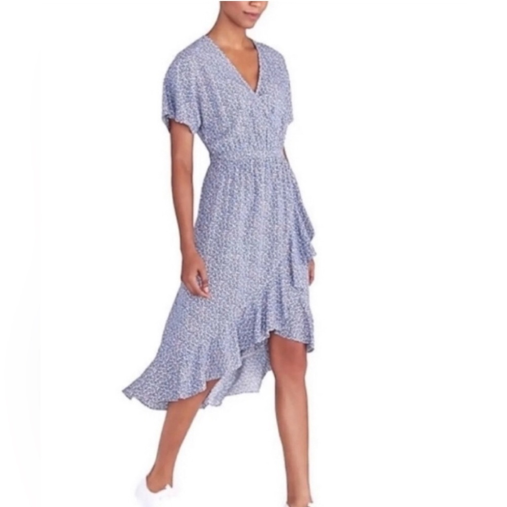 J Crew Mercantile Short Sleeve Floral Ruffle Midi Dress Medium